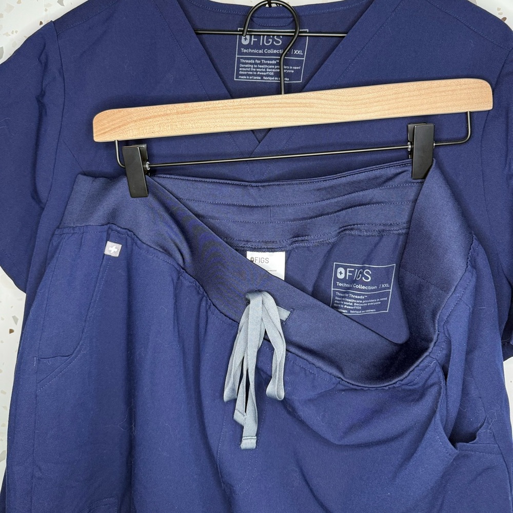 Figs Catarina Slim and High-Waisted Zamora Navy 2XL set